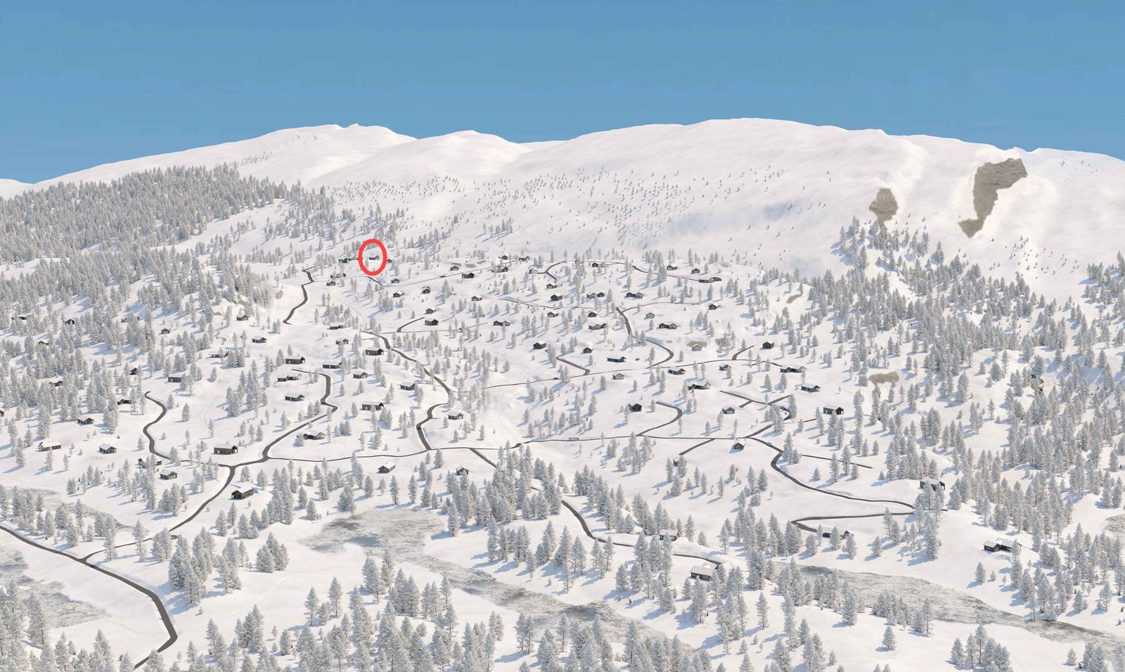 Illustrasjon Søtelifjell hyttegrend. Tomt G49 markert Galleribilde