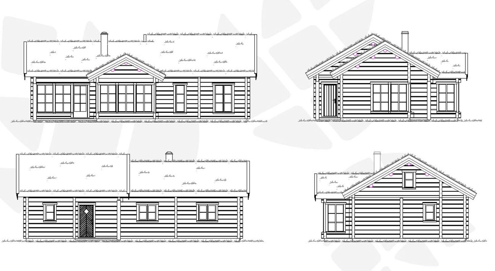 Strektegning alle fasader Galleribilde