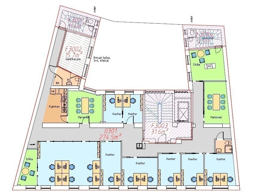 Forslag til møblering slik dagens planløsning er Galleribilde
