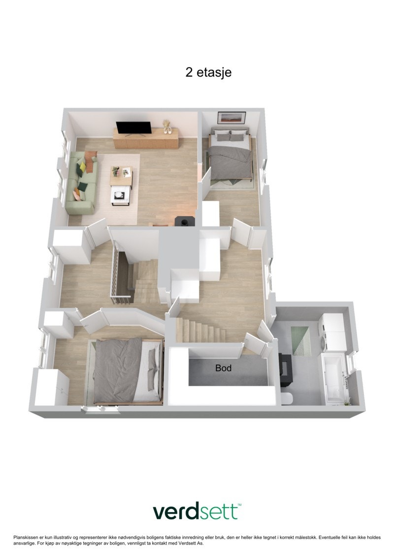 Planteikning 3D 2. etasje Galleribilde