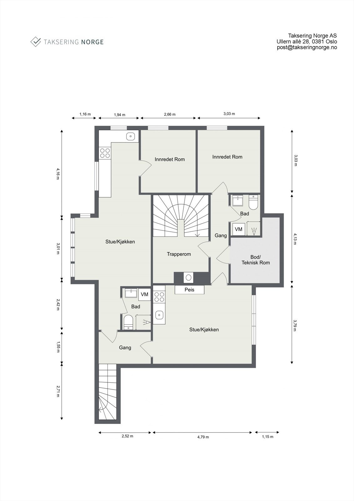 Plantegning underetasje. I u.etasje er det i dag to utleiedeler, men opprinnelig ble huset bygget med 1.utleiedel/innredet leilighet. Se pkt. "Ferdigattest" i salgsoppgaven. Galleribilde