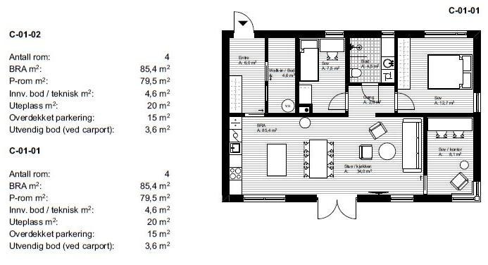 Plantegning leilighet C-01-01 Galleribilde