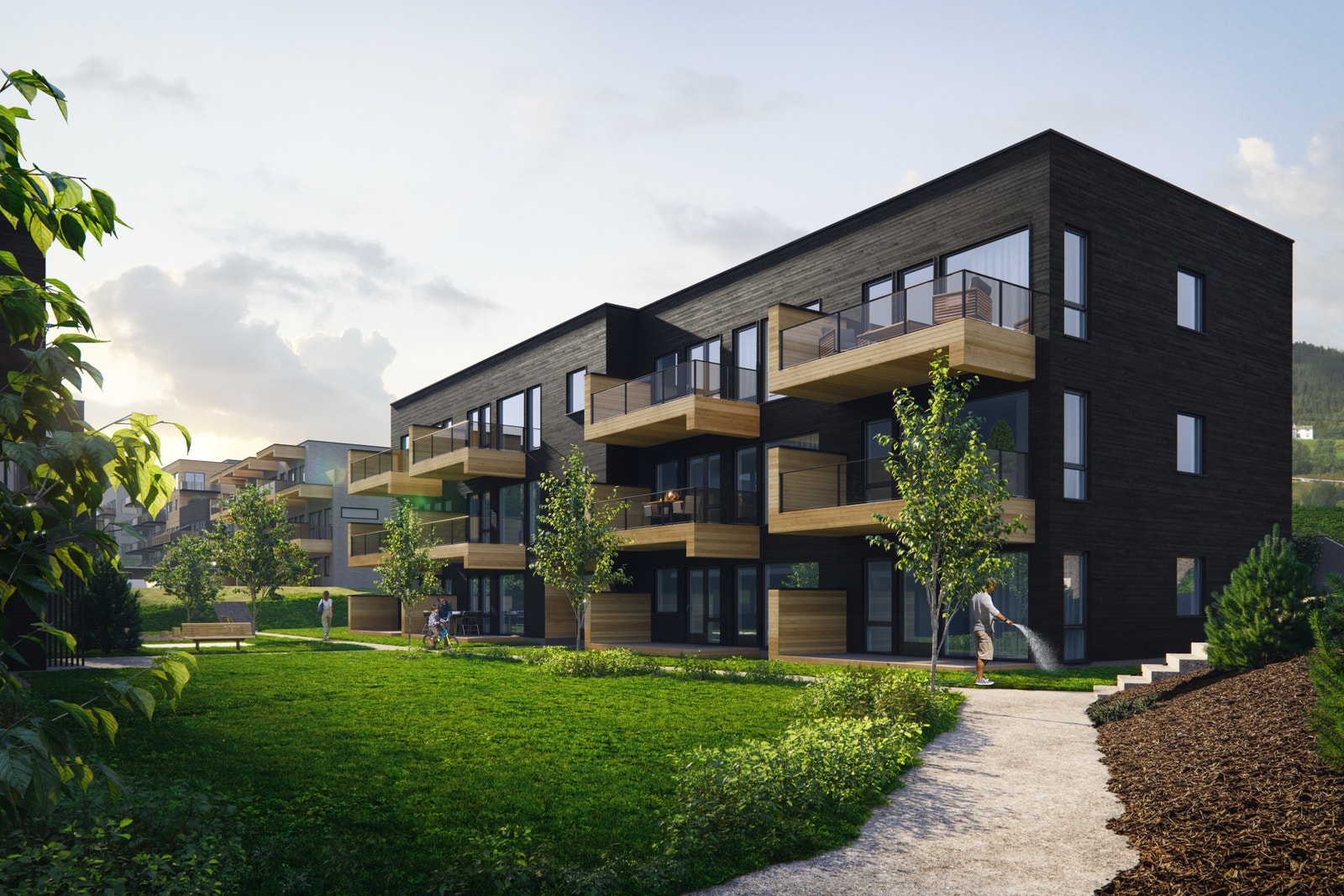 Velkommen til Tintratunet! - 25 moderne og lekre leiligheter, med fantastisk beliggenhet sentralt på Voss. Like ved eiendommen vil du også kunne slappe av med noen runder minigolf.
Sameiets fellesområde vil opparbeides med parkmessig utførelse! Galleribilde