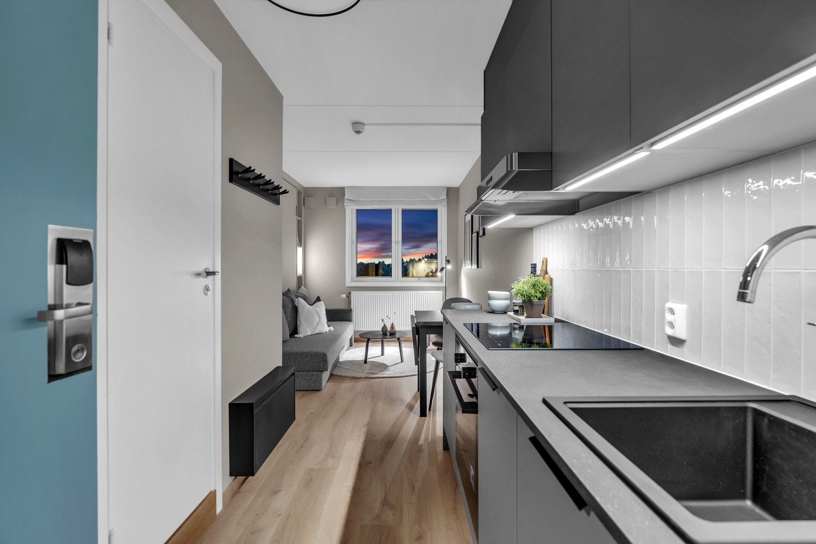 I studioleilighetene er det samme flotte kjøkkenet i fra HTH Galleribilde