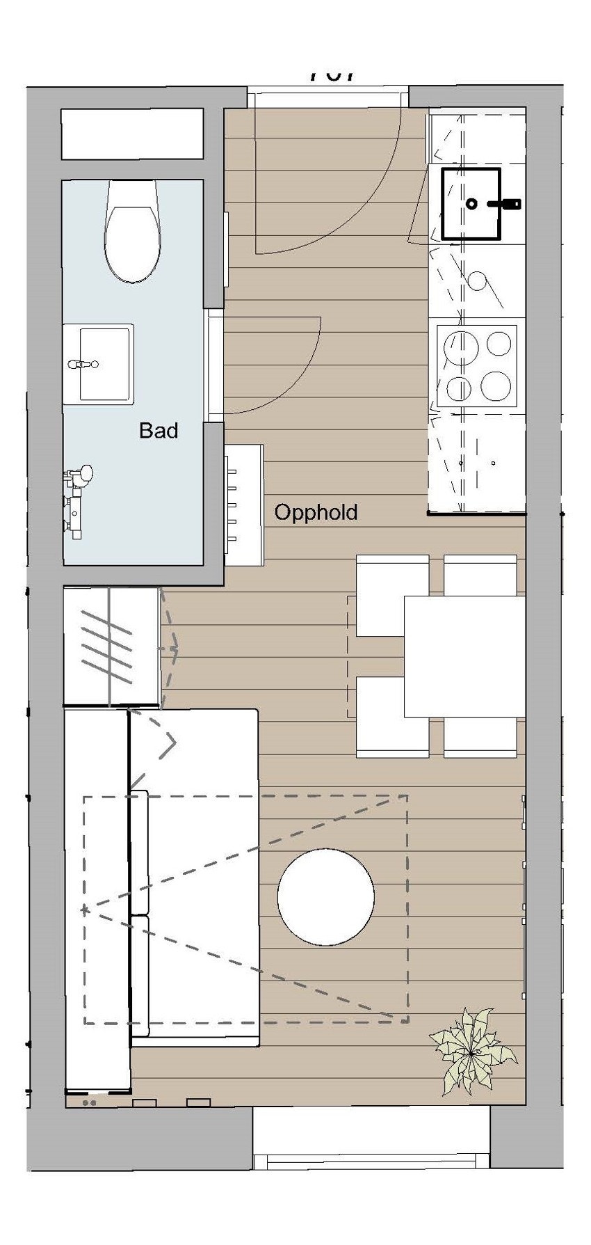 0100-P29 Møbleringsplan Studio mod.1S Galleribilde