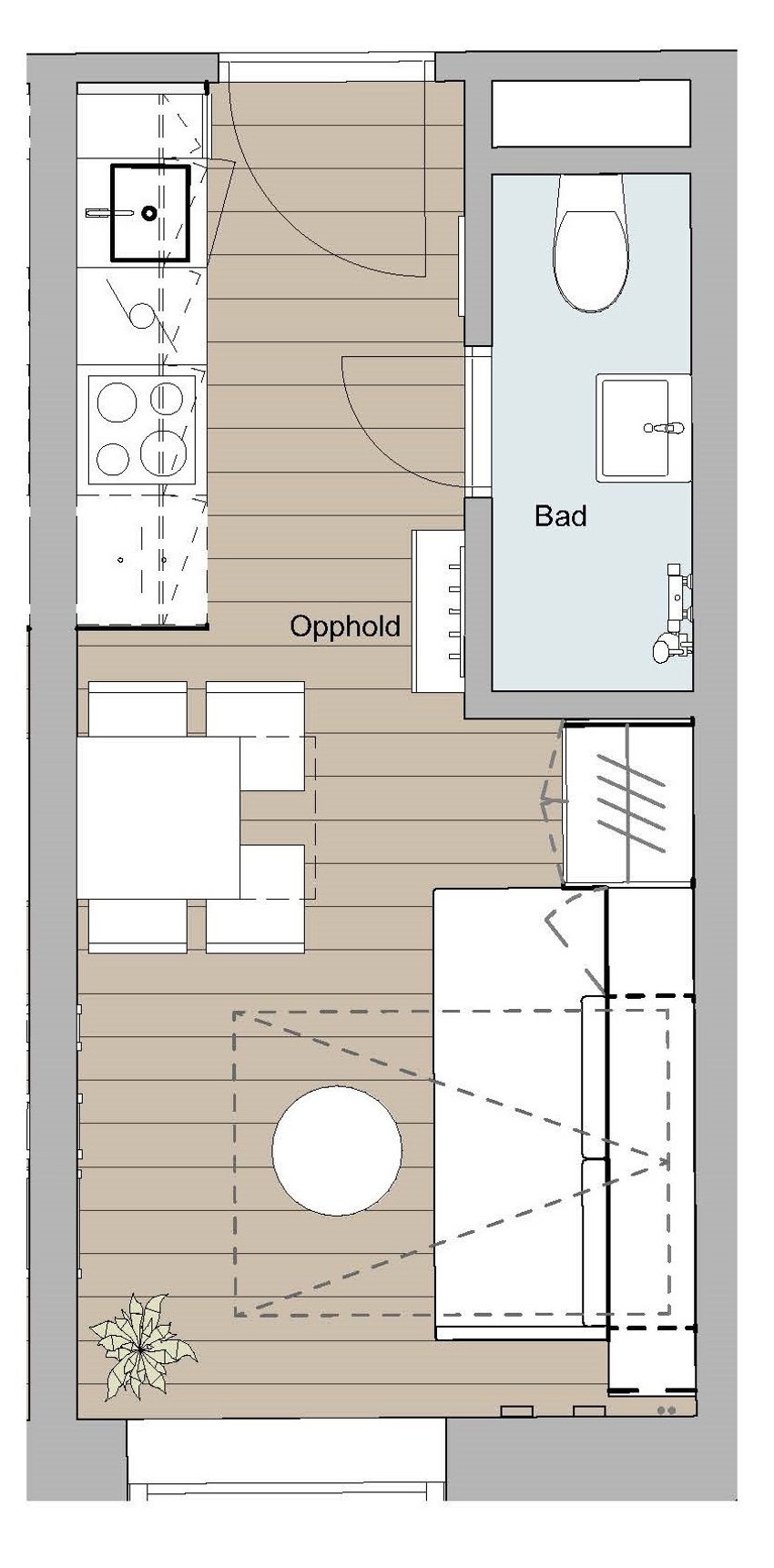 0100-P28 Møbleringsplan Studio mod.1 Galleribilde