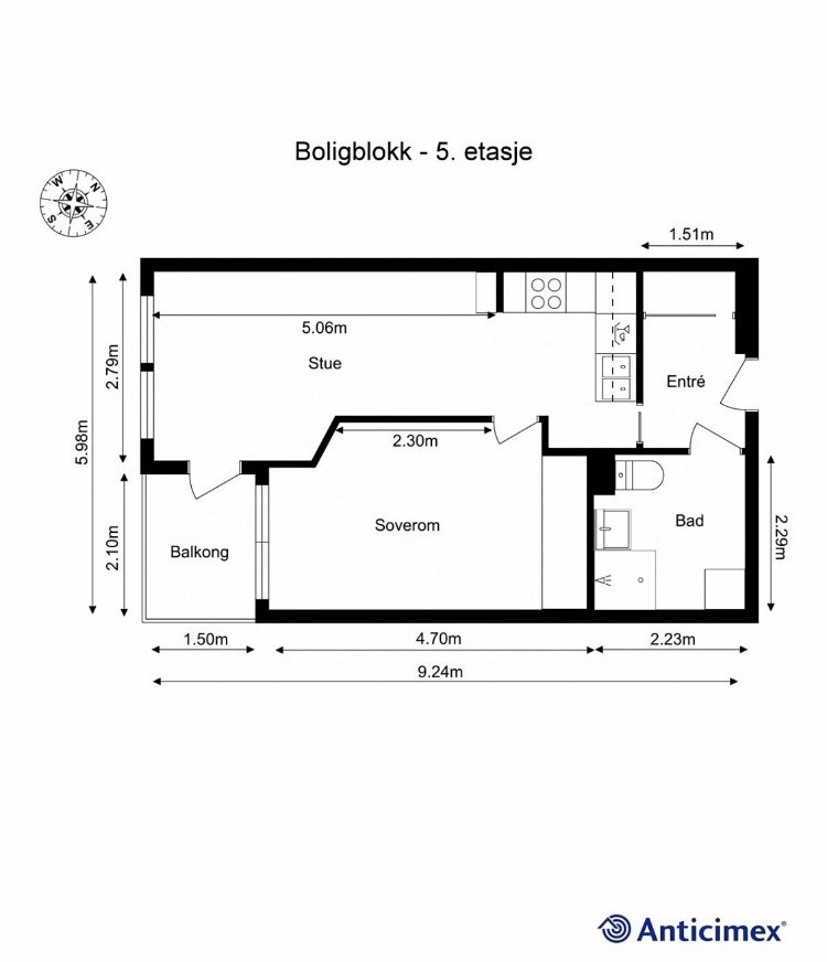 Planløsning (kjøkkenet er forlenget 1 m). Galleribilde