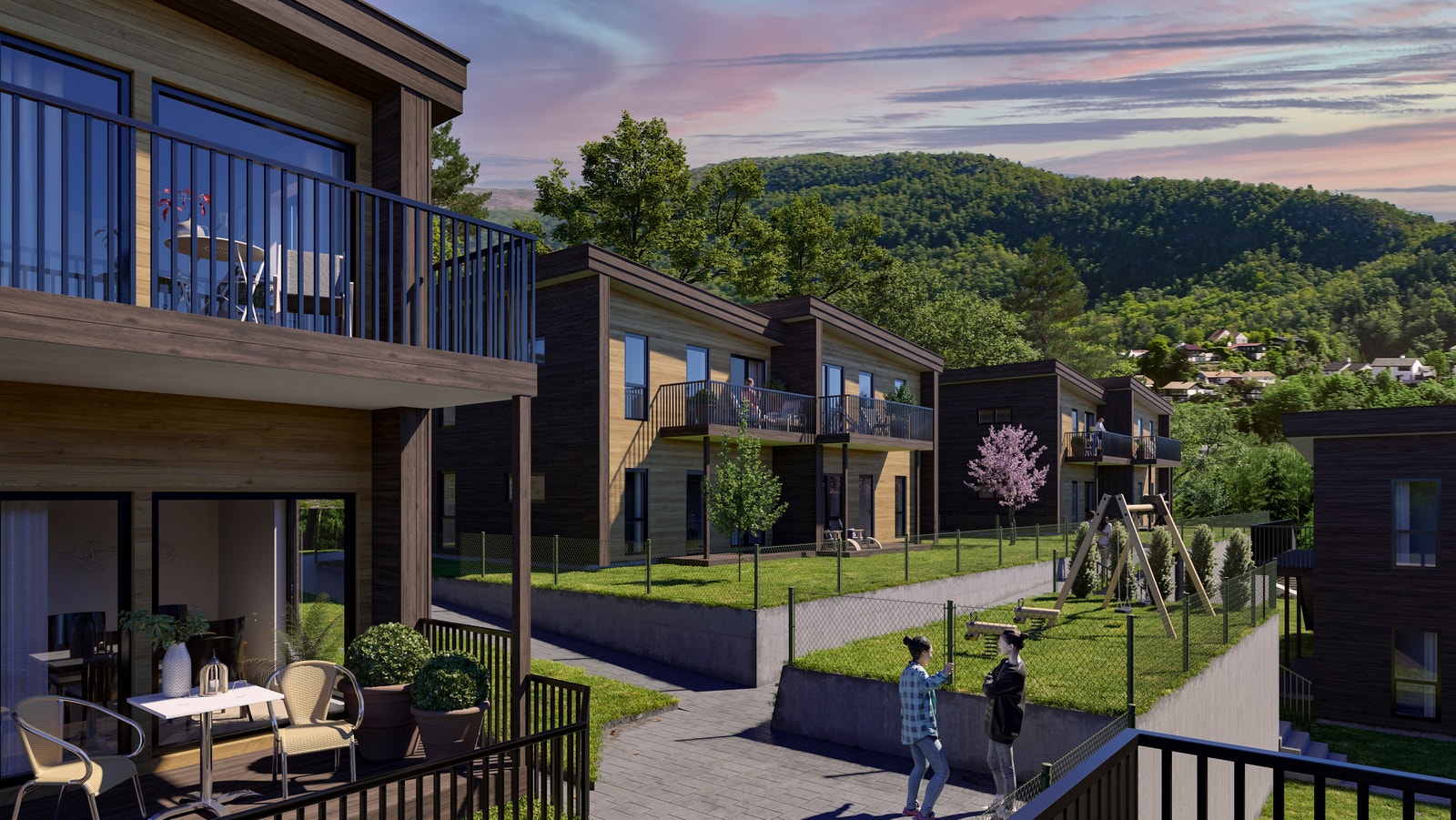 *illustrasjonene av fasader og uteområde er av kunstnerisk karakter og er ment som inspirasjon og samsvarer ikke med ferdig produkt i relasjon til fargevalg, utsikt, beplantning etc. Se leveransebeskrivelse for info. Galleribilde