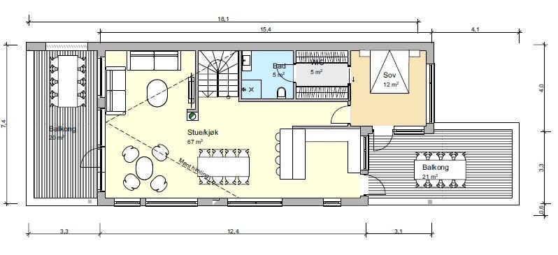 2 etg får nydelig takhøyde med ca 4 meter på det høyeste Galleribilde