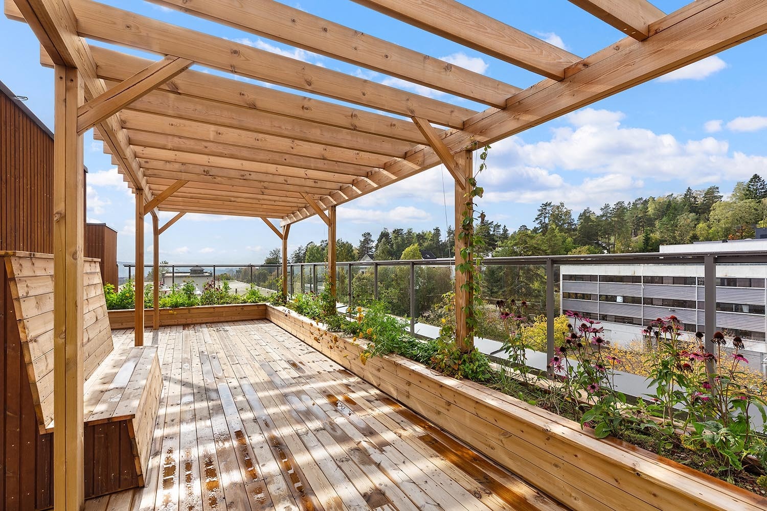 Felles takterrasse med gode sol- og utsiktsforhold. Galleribilde