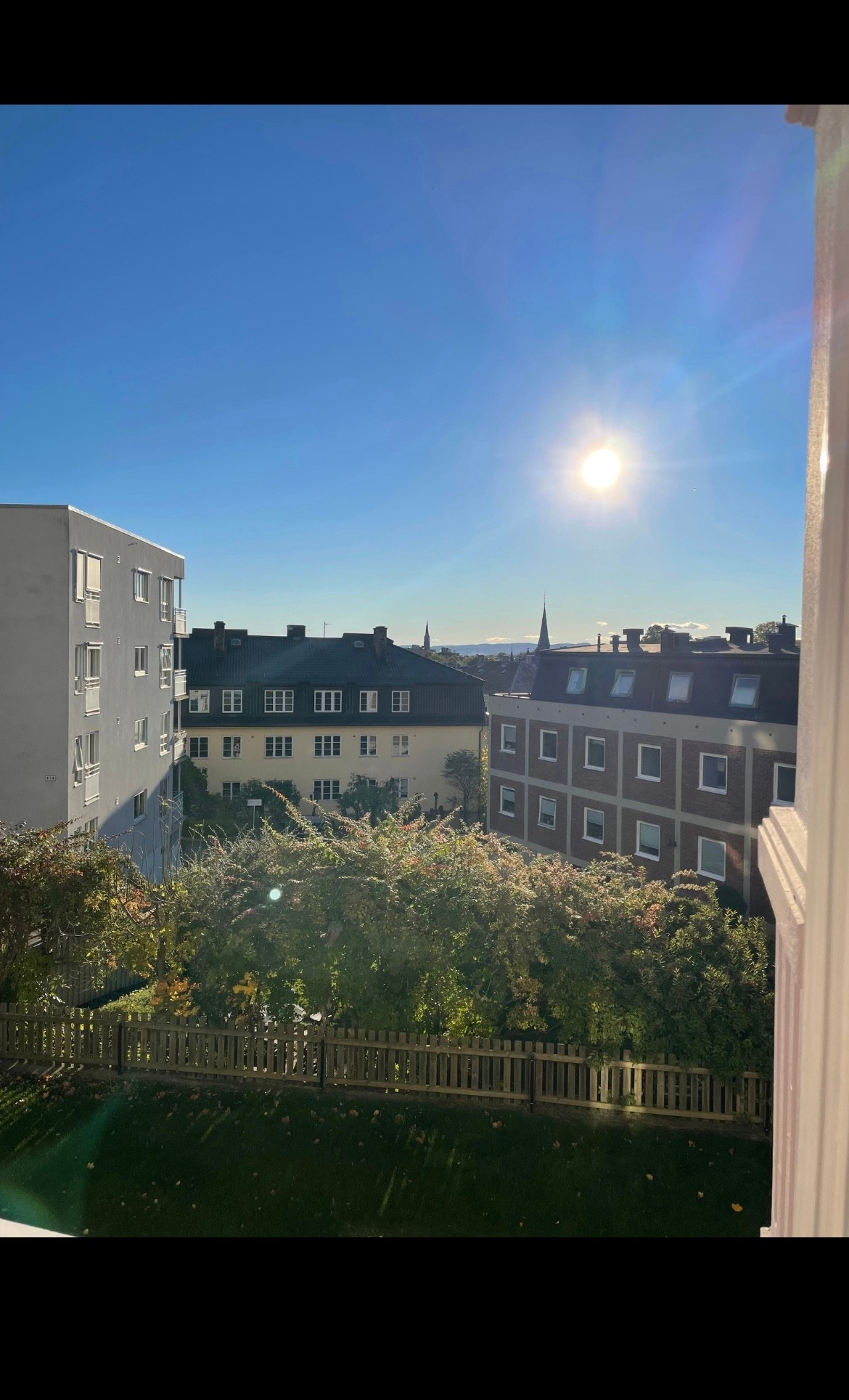 Bilde tatt fra stuen i etasjen under- frodig område rundt Galleribilde