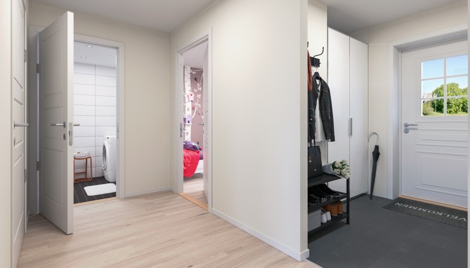 Vindfang med varmekabler og romslig gang. Galleribilde