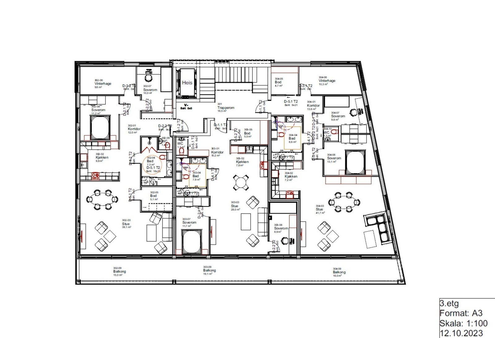 Plantegning 3. etg. Galleribilde