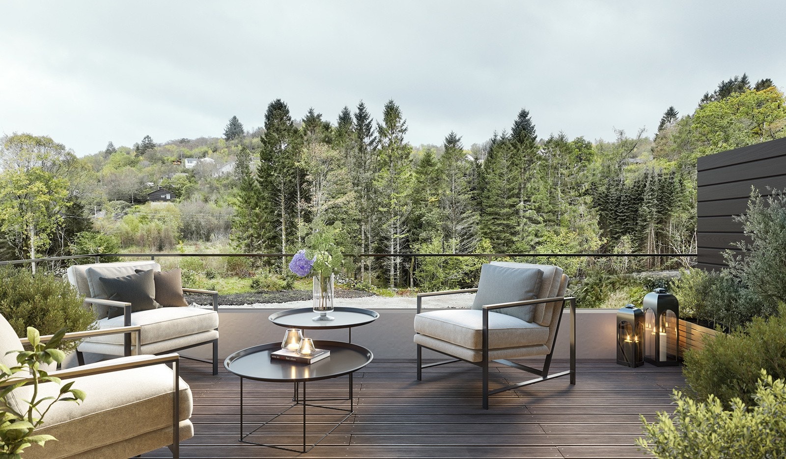 Hva er vel ikke bedre enn å nyte ettermiddagen på terrassen med gode vennner? Her vist fra BKS6. Avvik kan forekomme Galleribilde