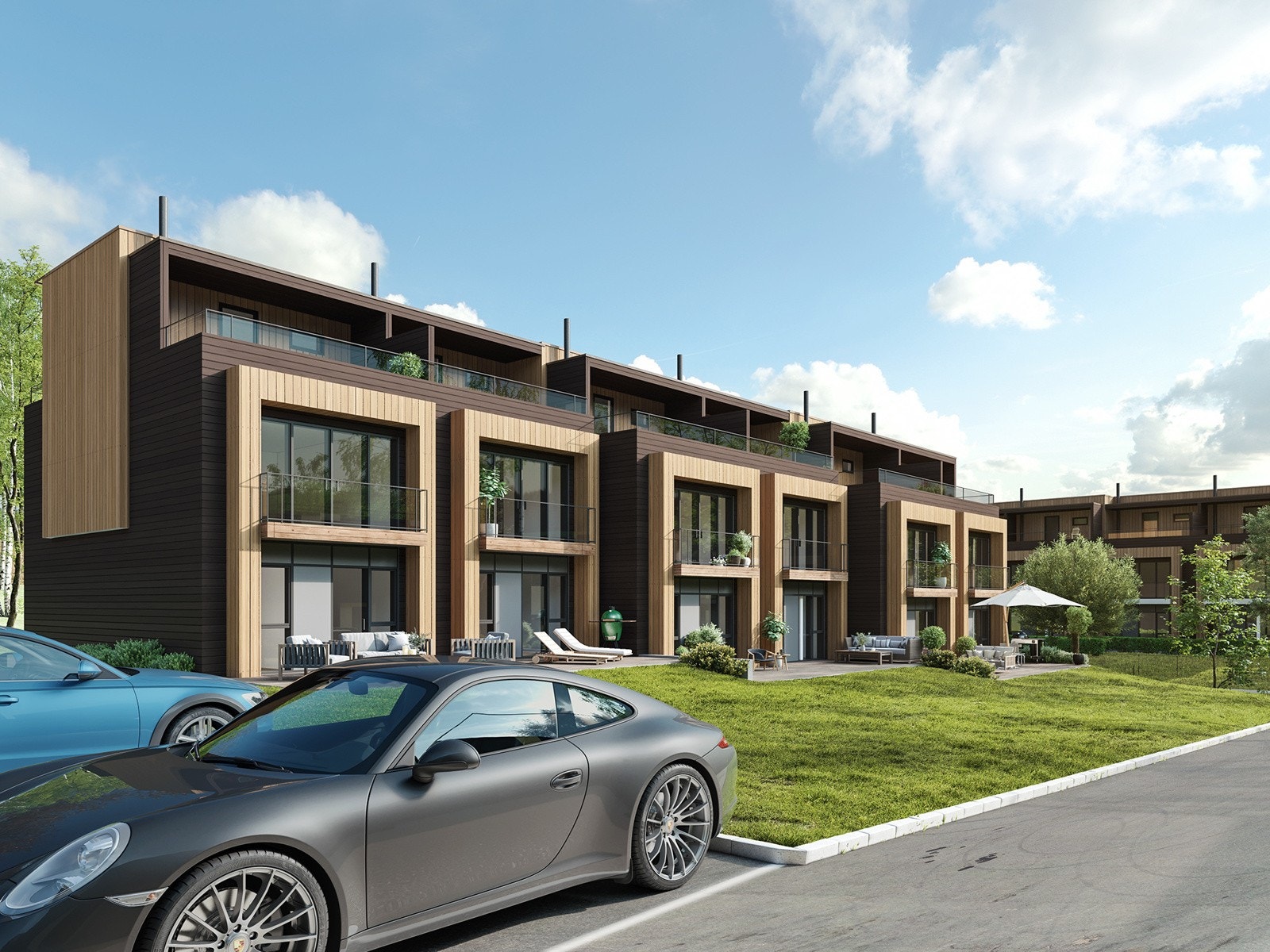 Velkommen til Maimyra. Moderne rekkehus i trivelig tun. Her vises rekke BKS 1 Galleribilde