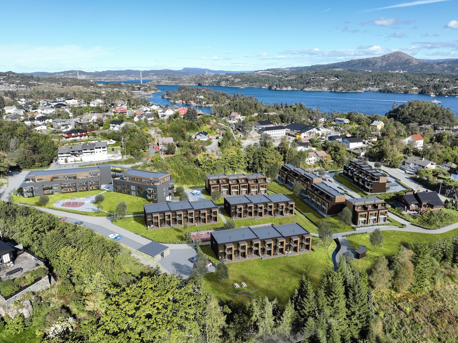 Maimyra vil inneholde 27 moderne leiligheter og 44 rekkehus Galleribilde