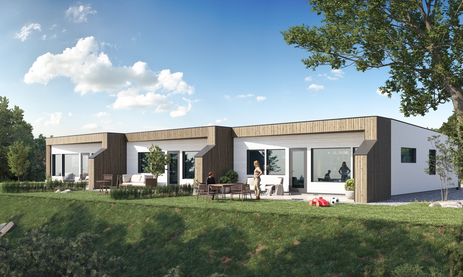 Velkommen til Haukåsveien - Tre flotte boliger i rekke under oppføring Galleribilde