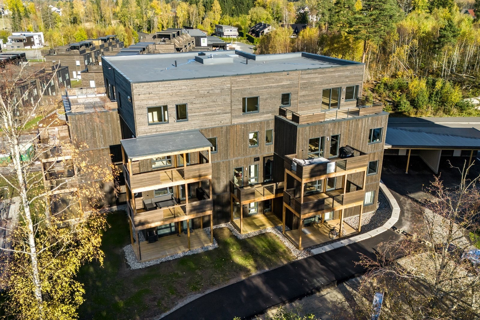 Bygg F sett fra drone Galleribilde
