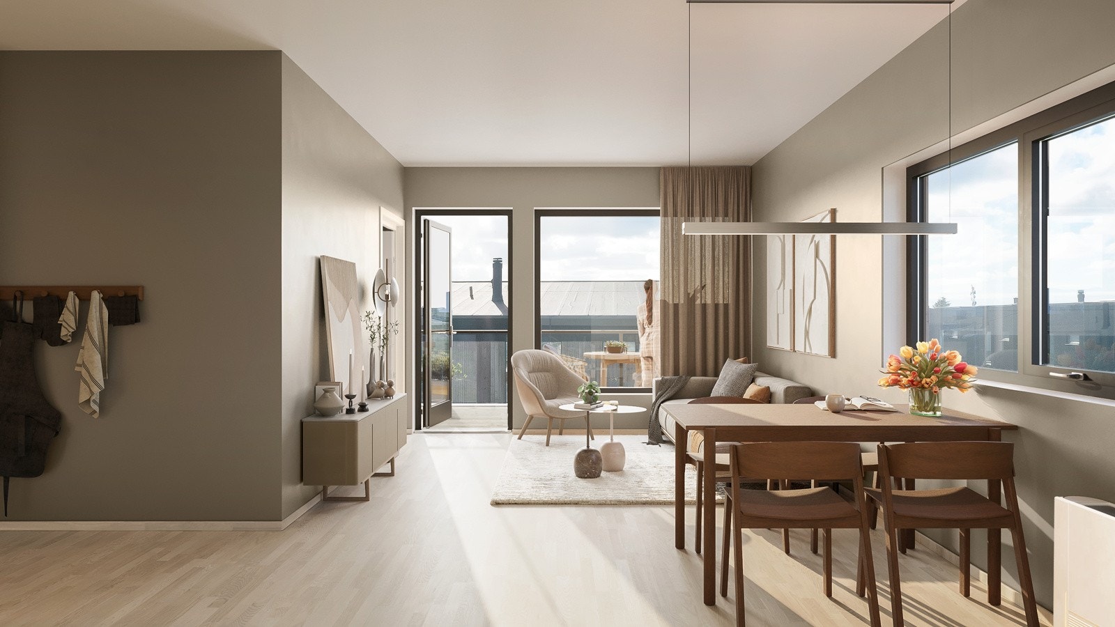 Store gode vindusflater gir mye naturlig lysinnslipp. Eksempel fra bygg B leilighet 4. Galleribilde