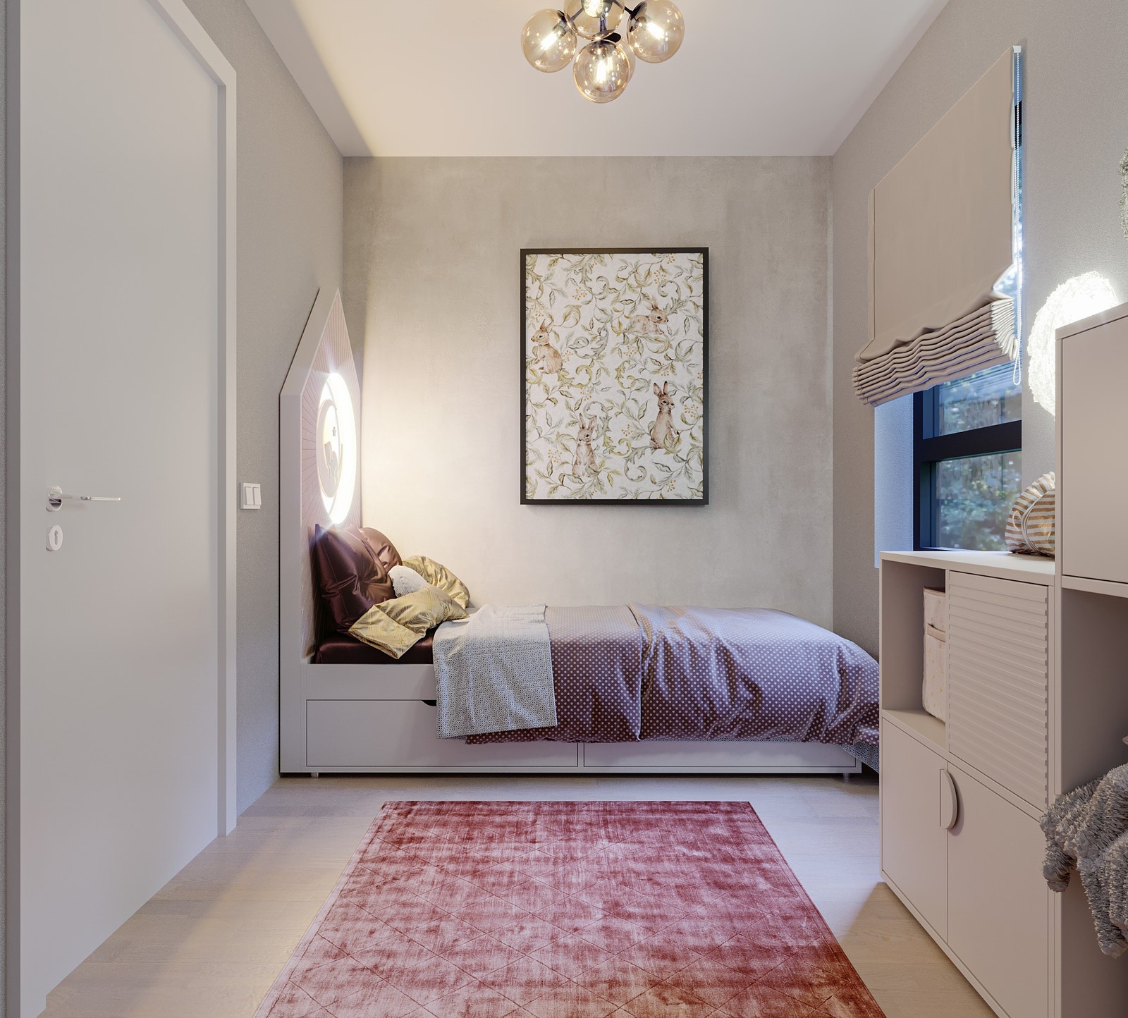 Illustrasjon av soverom. Galleribilde