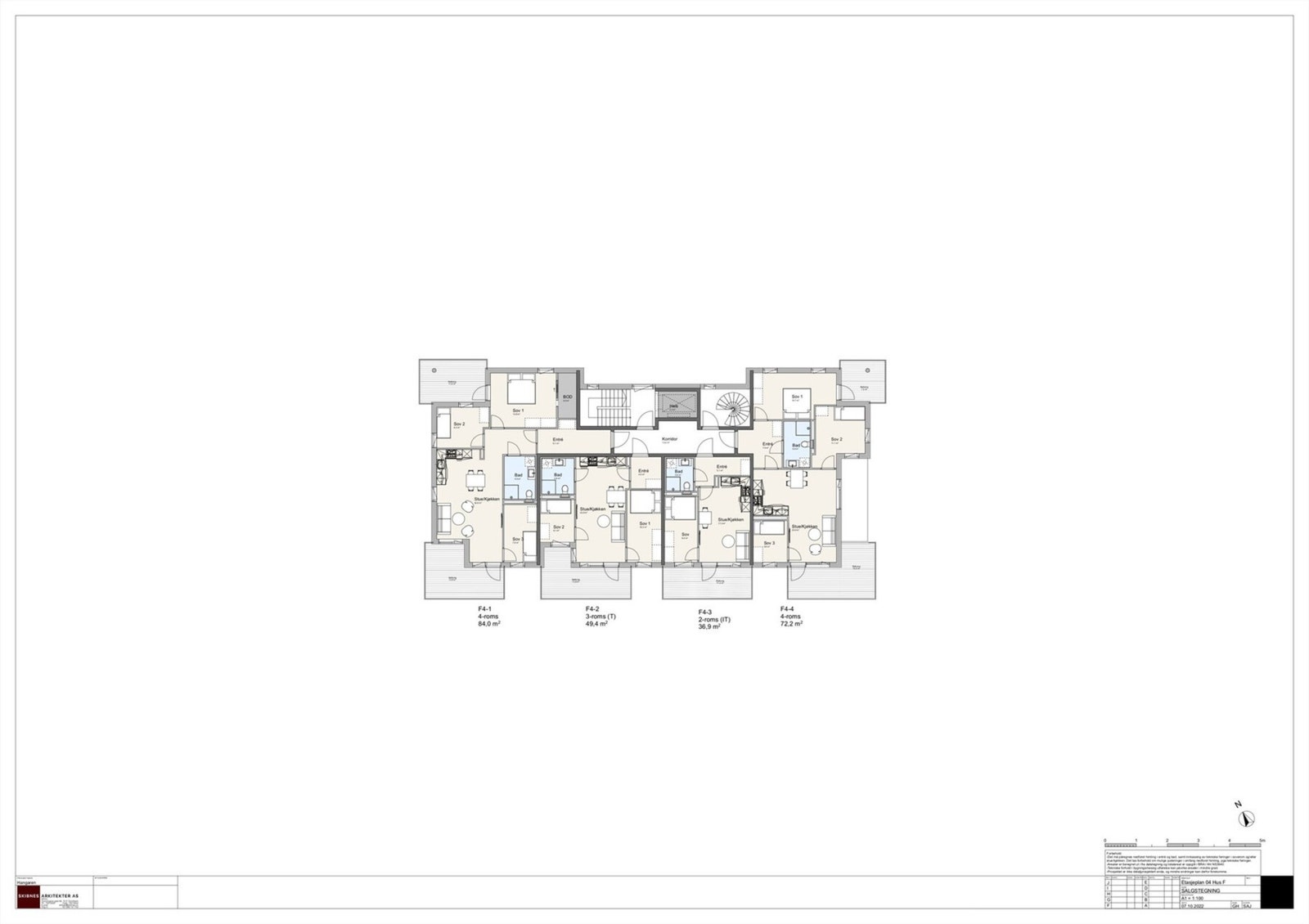 Leilighet F4-2 - Etasjeplan - Hus F - 4. etasje. Galleribilde