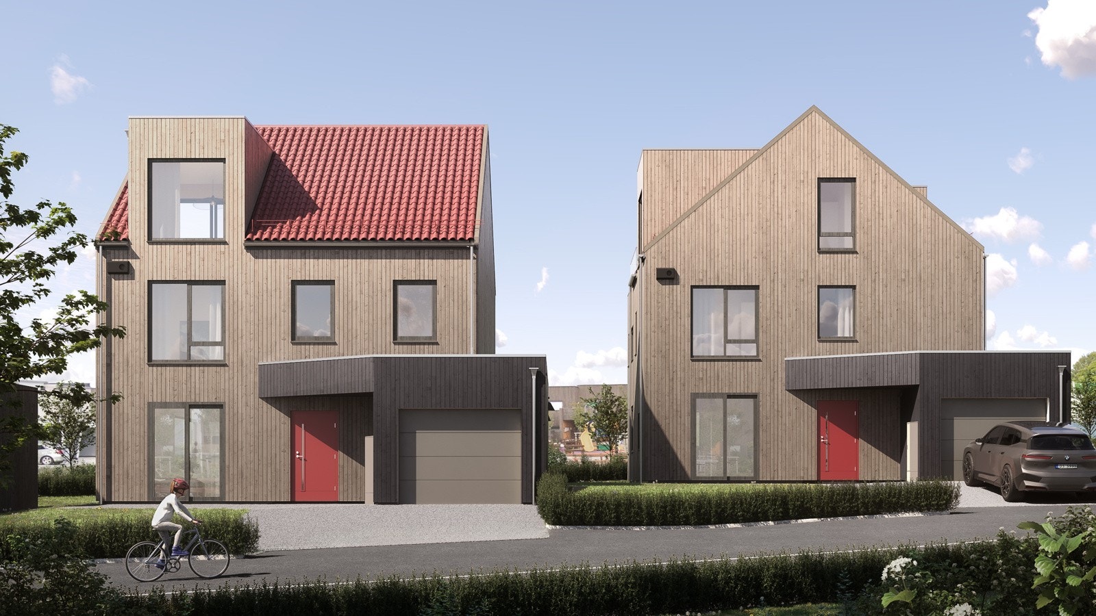 Boligene vil få en tidsriktig arkitektonisk utforming. Alle boligene leveres med garasje. Galleribilde