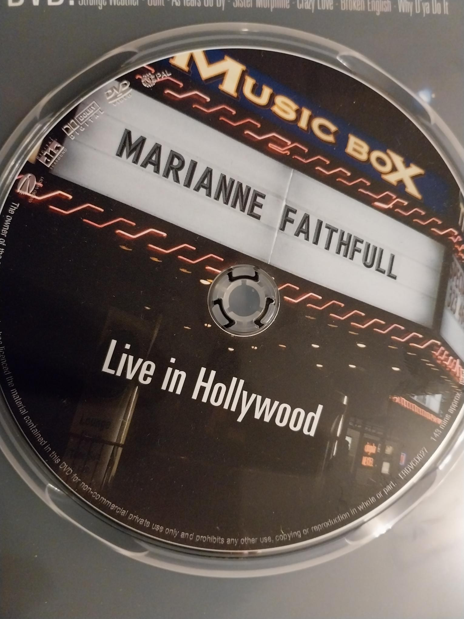 Marianne faithfull.live in Hollywood. Dvd+cd. | FINN-torget