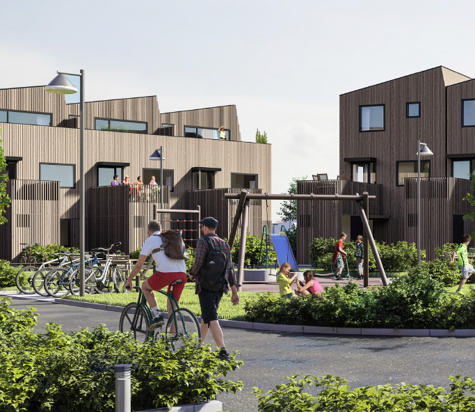 enebolig i rekke gitt et moderne uttrykk Galleribilde