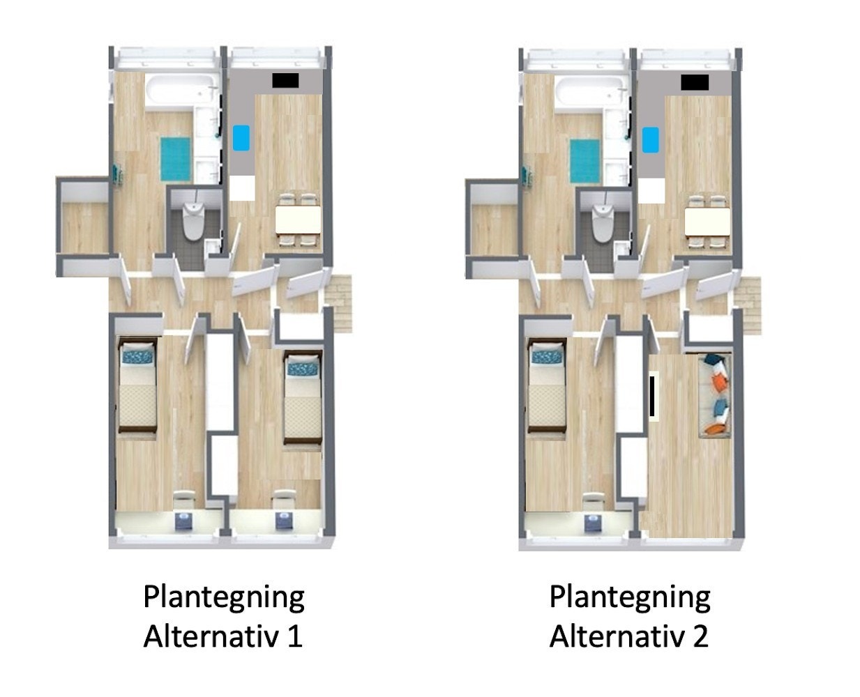 Gode muligheter for ulik utnyttelse av rommene etter behov Galleribilde
