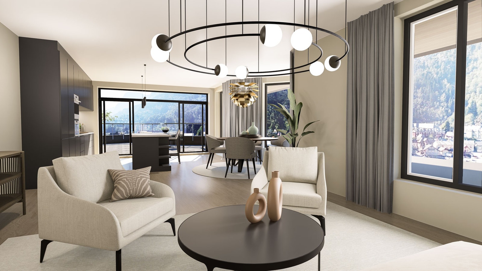 Leilighetene er fordelt over tre plan og man finner fire eksklusive toppleiligheter i byggets øverste etasje. Galleribilde