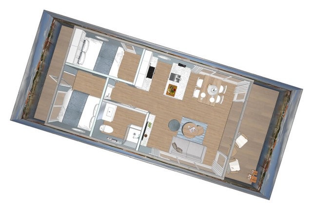 Planskisse, men den viser ikke badstue, og litt annen kjøkkenløsning. Galleribilde