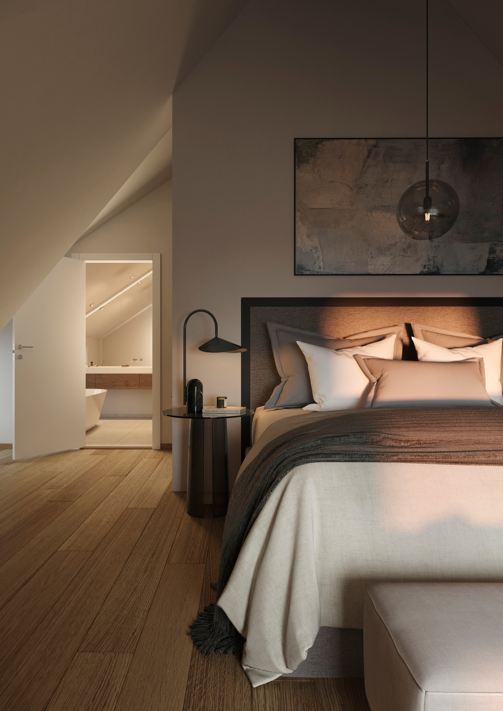 3 soverom i boligen, med mulighet for et fjerde. Hovedsoverom i En-suite løsning med eget bad og garderobe - Illustrasjon er av illustrativ karakter og angir nødvendigvis ikke korrekt gjengivelse av elementer i boligene. Galleribilde