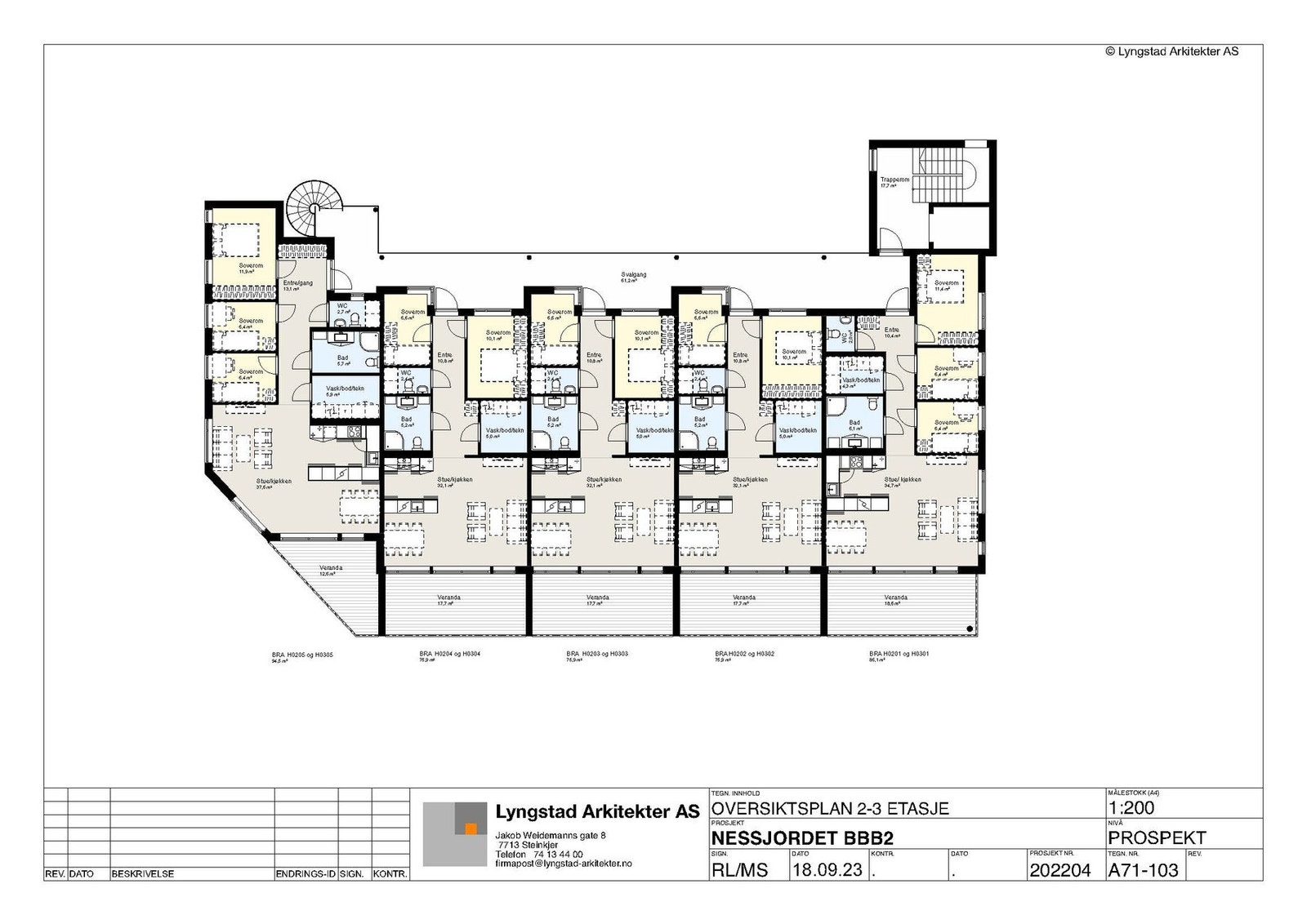 Endeleiligheter i 2 etasje ( H0205, H0201) er solgt og alle leiligheter i 3 etasje er solgt Galleribilde