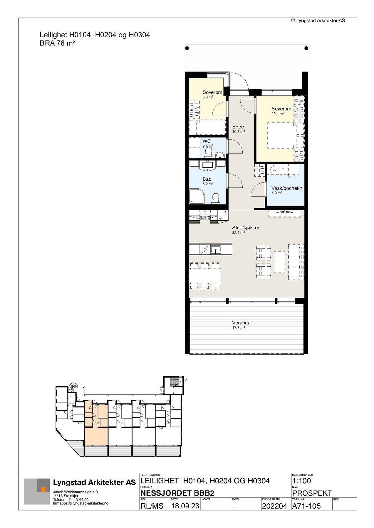 Planløsning leilighet H0104, (H0204 -H0304 er solgt) Galleribilde