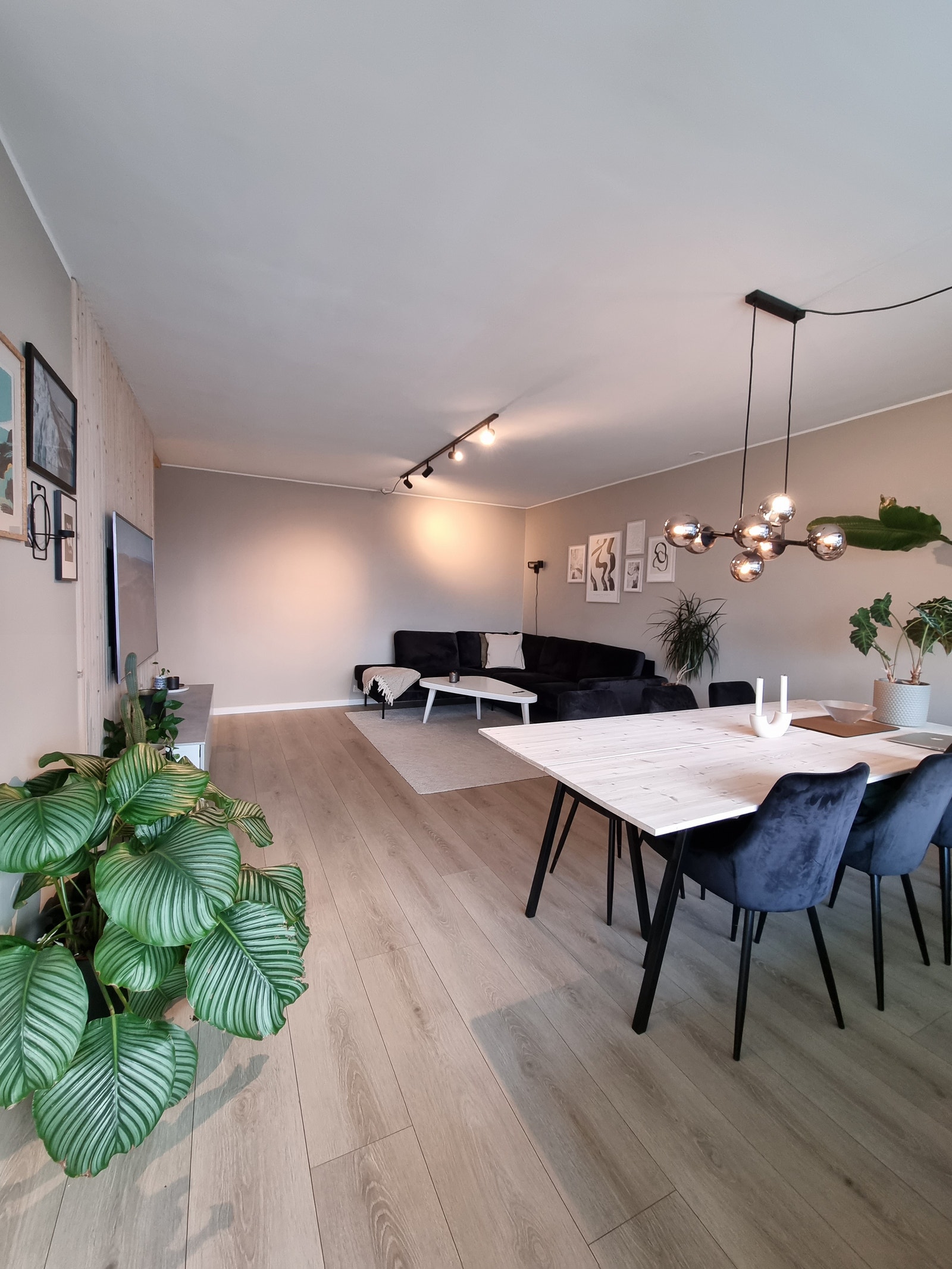 Stue med sofa og spisebord Galleribilde