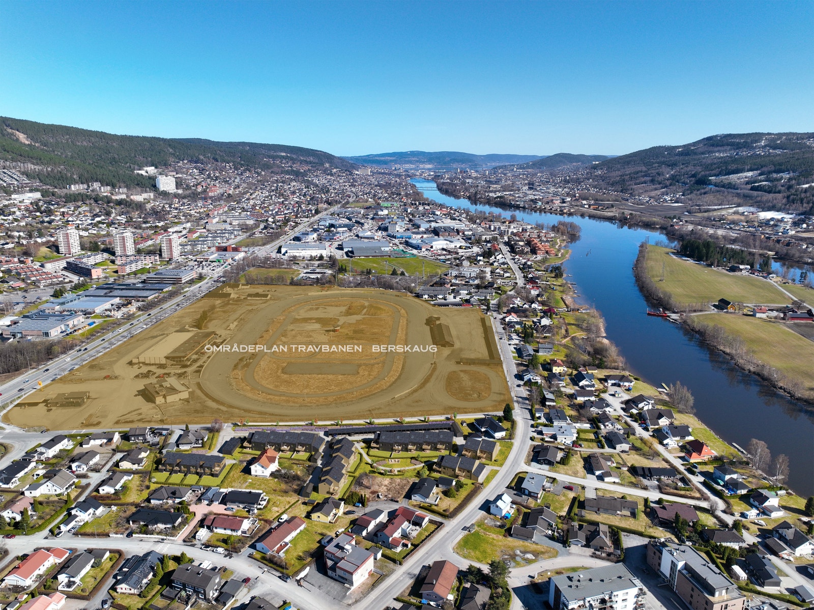 Utbyggingen på Traverenga blir beliggende i et etablert boligområdet på Åssiden i Drammen. Galleribilde