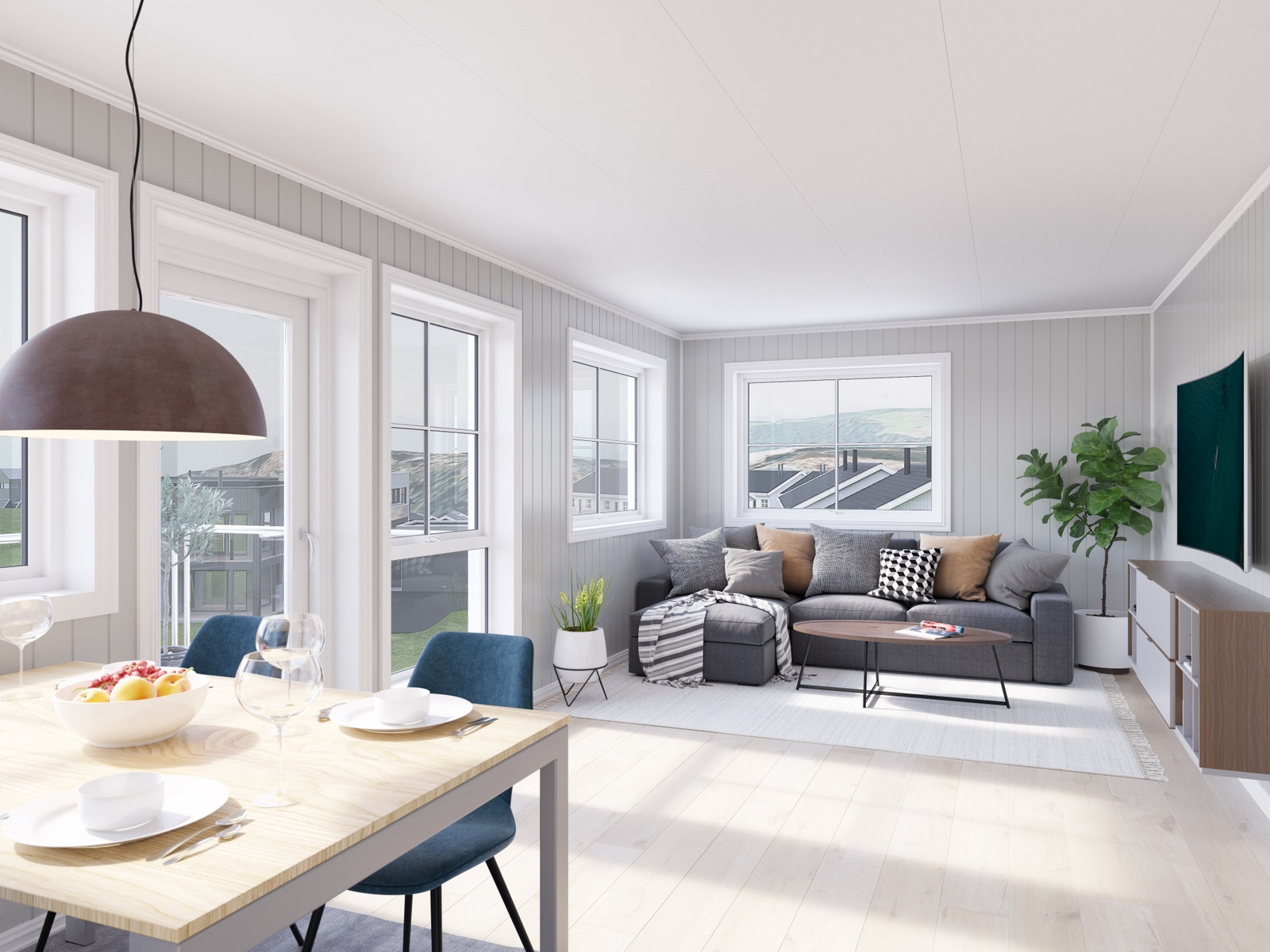 Stue 4-roms endeleilighet. Illustrasjon, avvik forekommer. Galleribilde