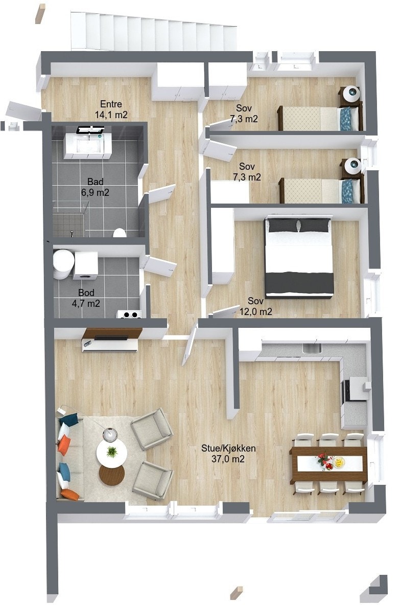 Planillustrasjon boligseksjon Galleribilde