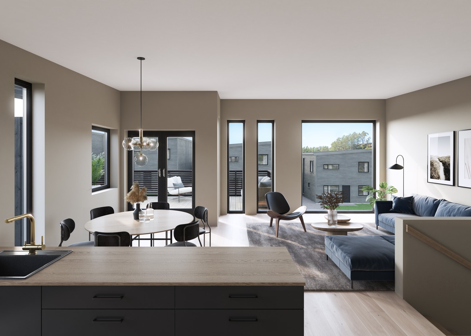 Interiør med utsikt mot Glimmerveien 10-18. Galleribilde