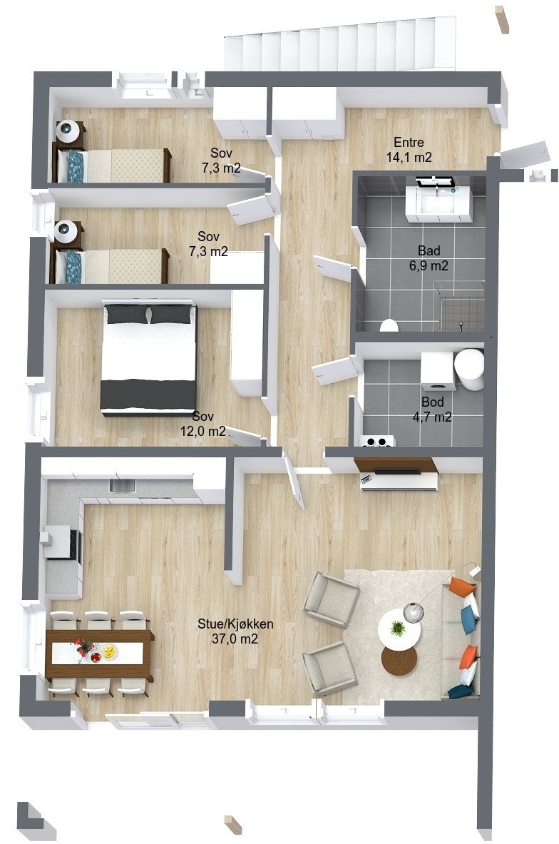 Planillustrasjon boligseksjon Galleribilde