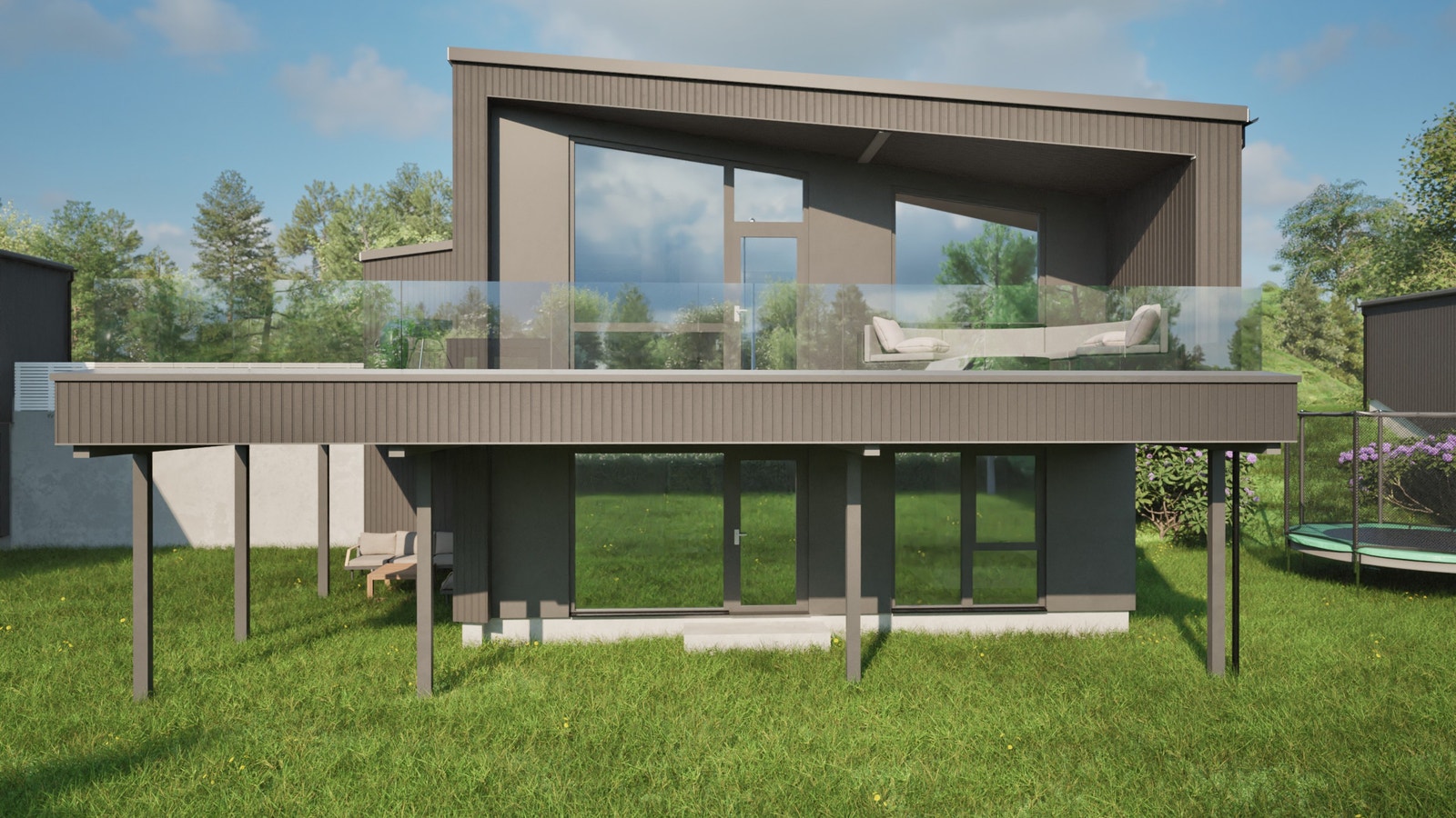 Nb: Bildene er illustrasjonar frå VestlandsHus Arkitekter og er ikkje plassert på reell tomt. Galleribilde