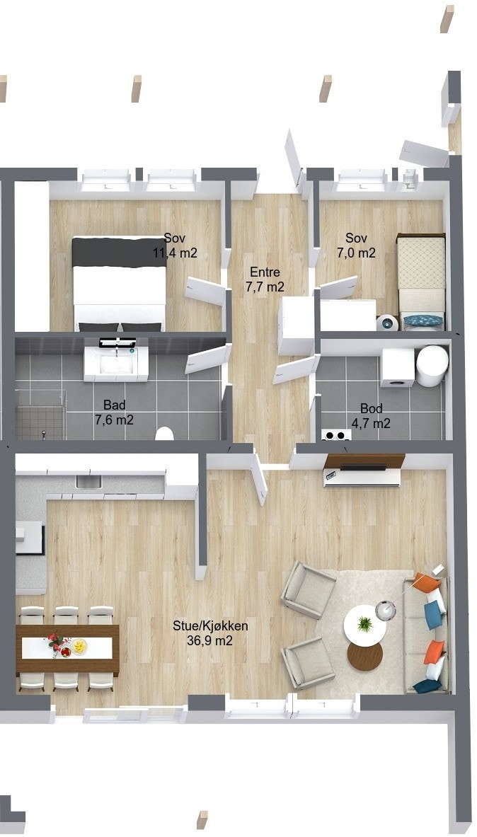 Planillustrasjon boligseksjon Galleribilde