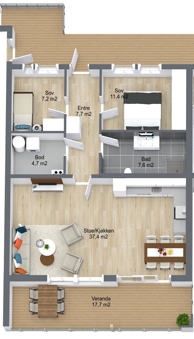 Planillustrasjon boligseksjon Galleribilde