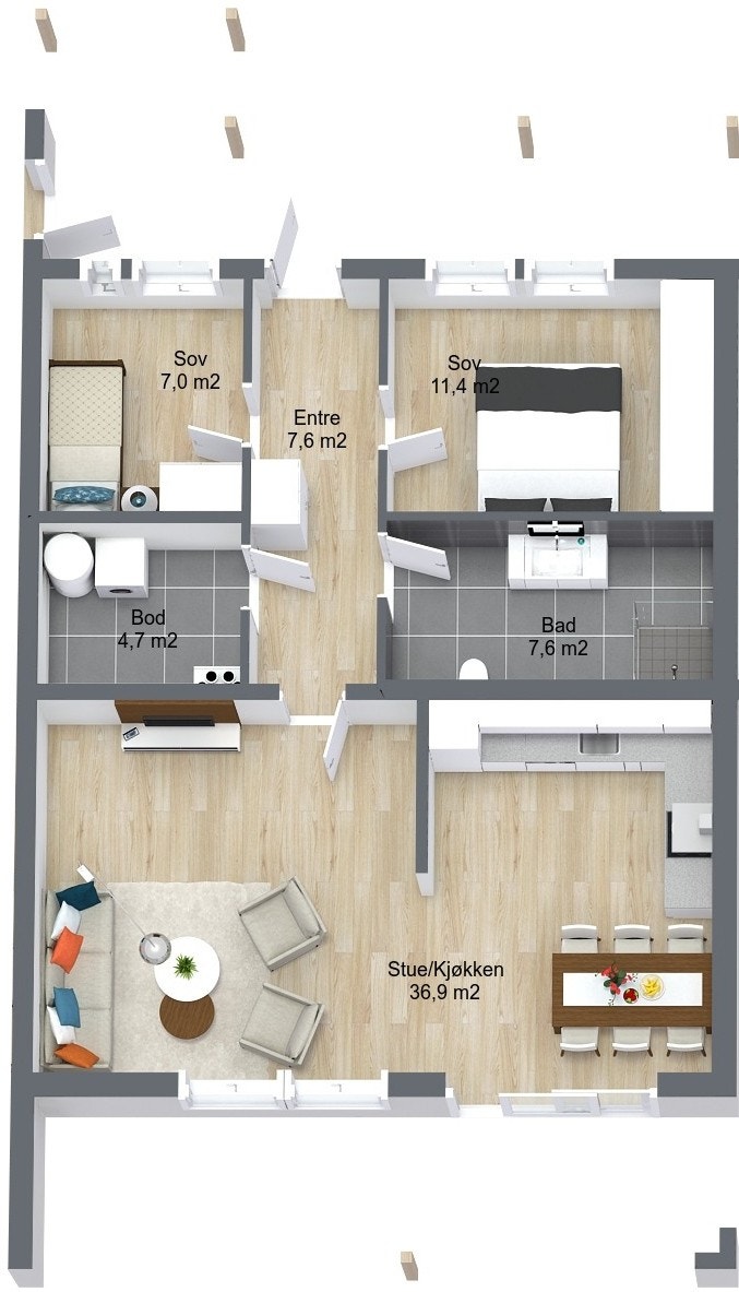 Planillustrasjon boligseksjon Galleribilde