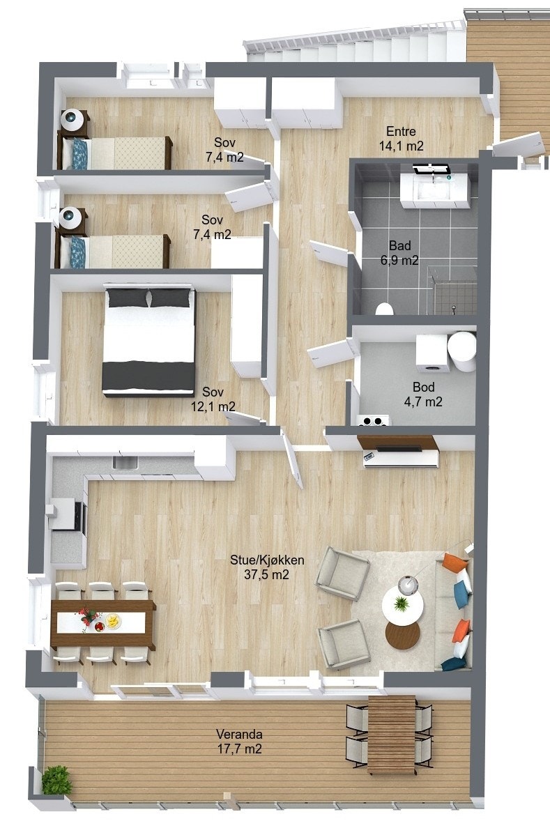 Planillustrasjon boligseksjon Galleribilde