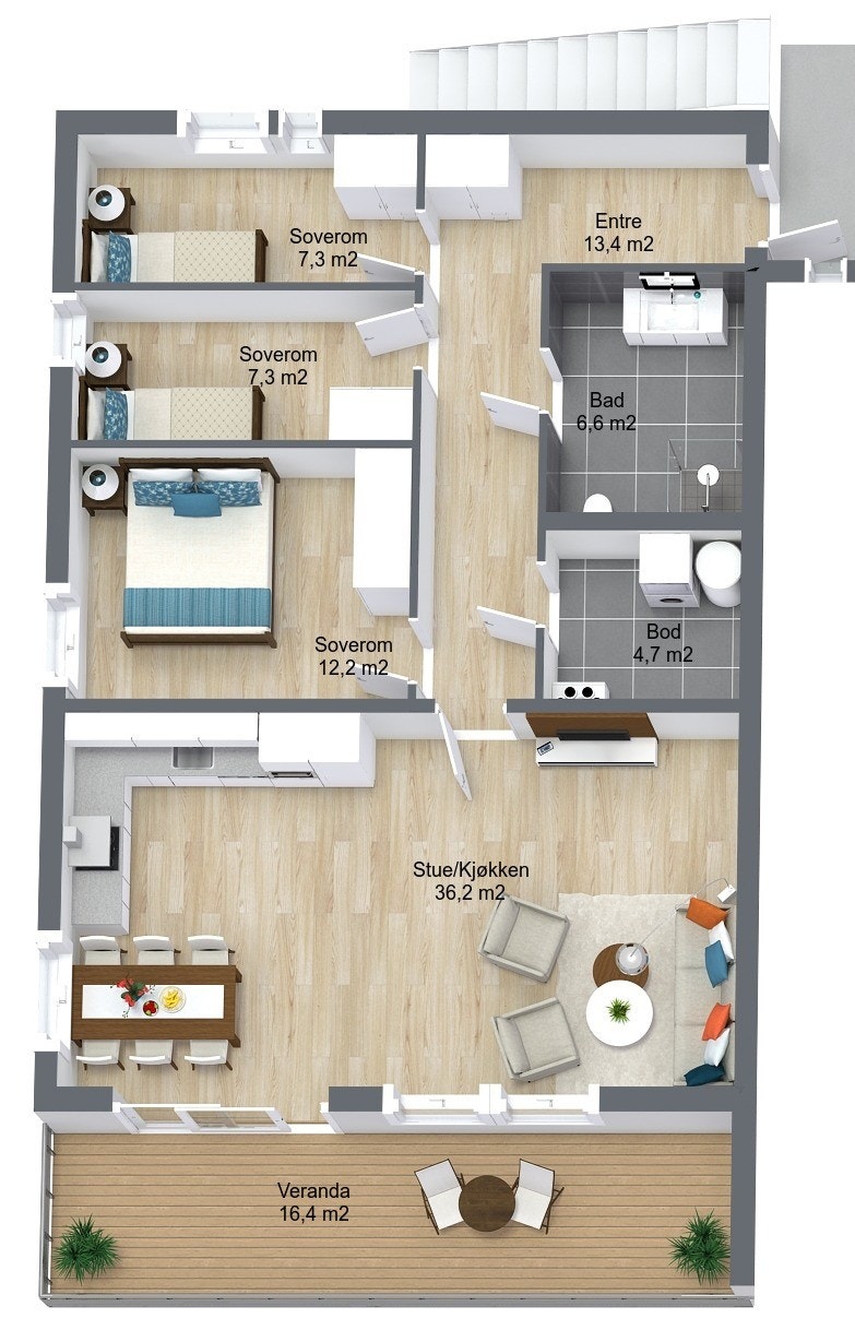 Planillustrasjon bolig Galleribilde