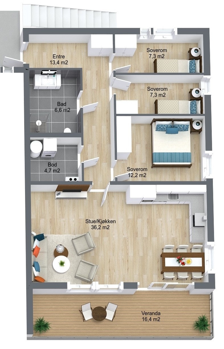 Planillustrasjon bolig Galleribilde