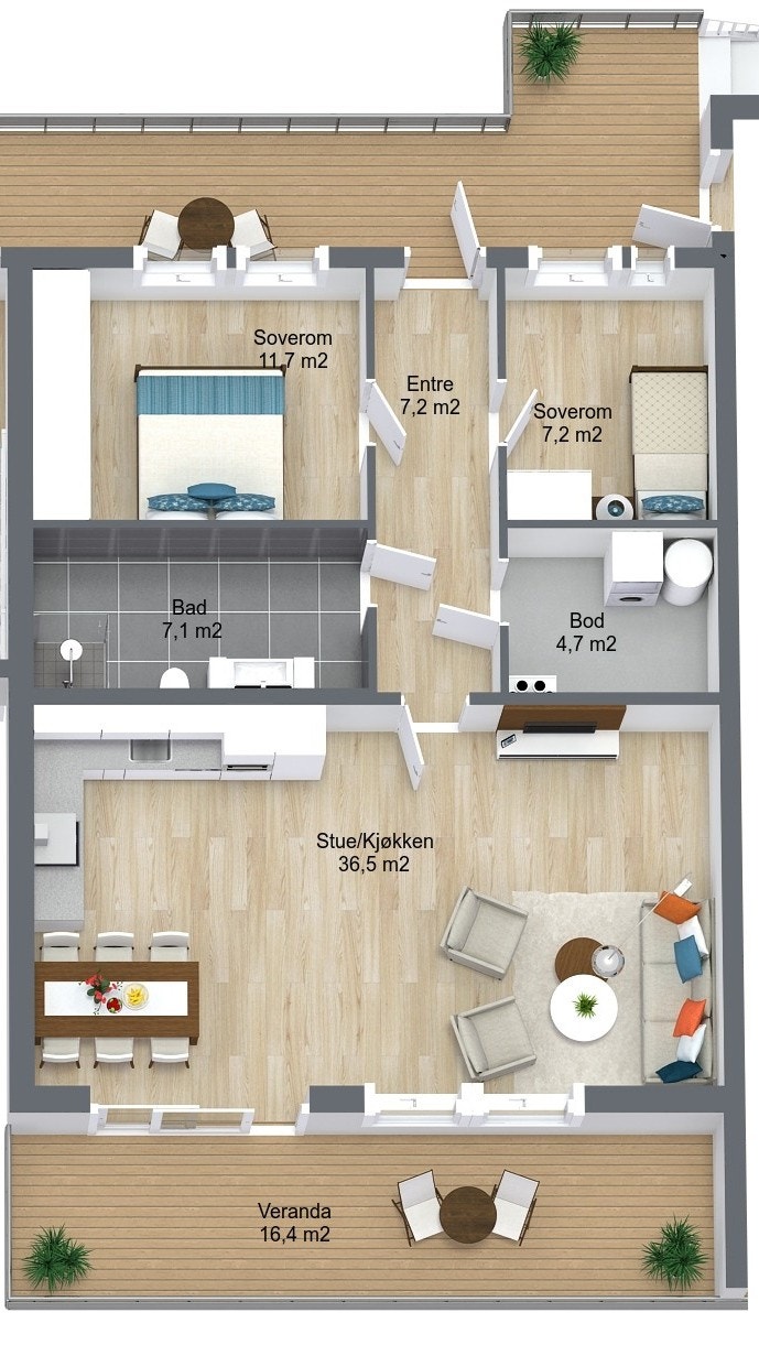 Planillustrasjon bolig Galleribilde