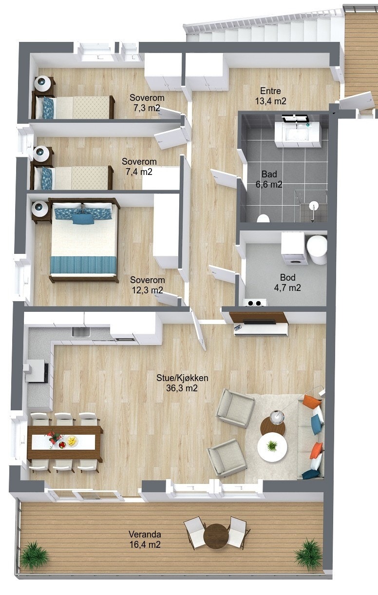 Planillustrasjon bolig Galleribilde