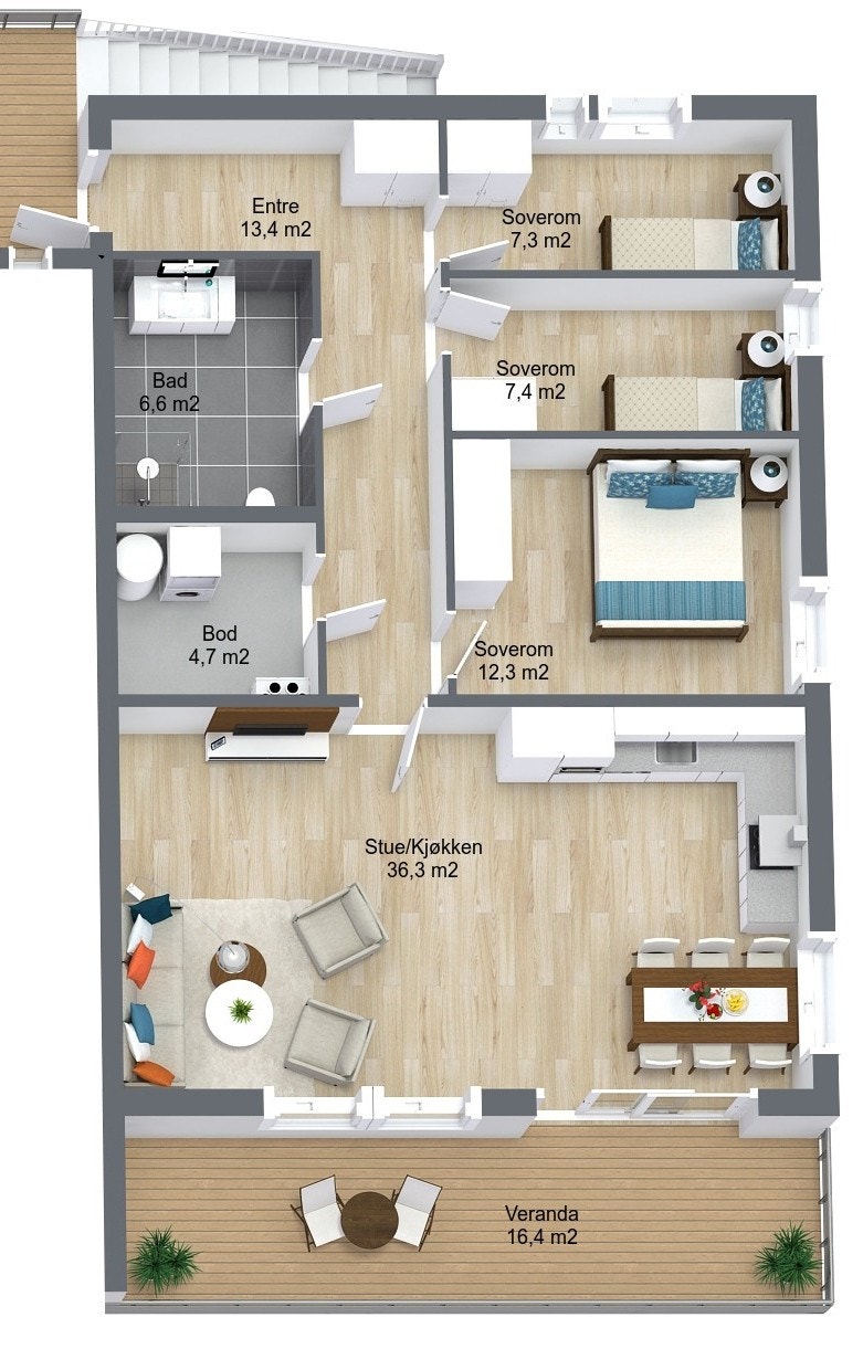 Planillustrasjon bolig Galleribilde